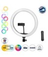 GloboStar® 75802 Professional Digital Ring Light Φ30cm LED SMD 40W 4000lm 180° DC 5V με Καλώδιο Τροφοδοσίας USB - Ενσωματωμένο Χειριστήριο Εναλλαγής Χρωμάτων & 1 Βάση Τηλεφώνου - Πολύχρωμο RGBW+WW Dimmable